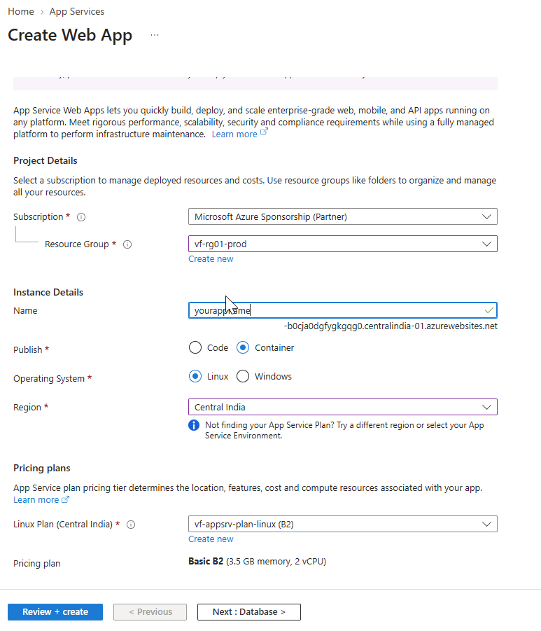 Create Web App