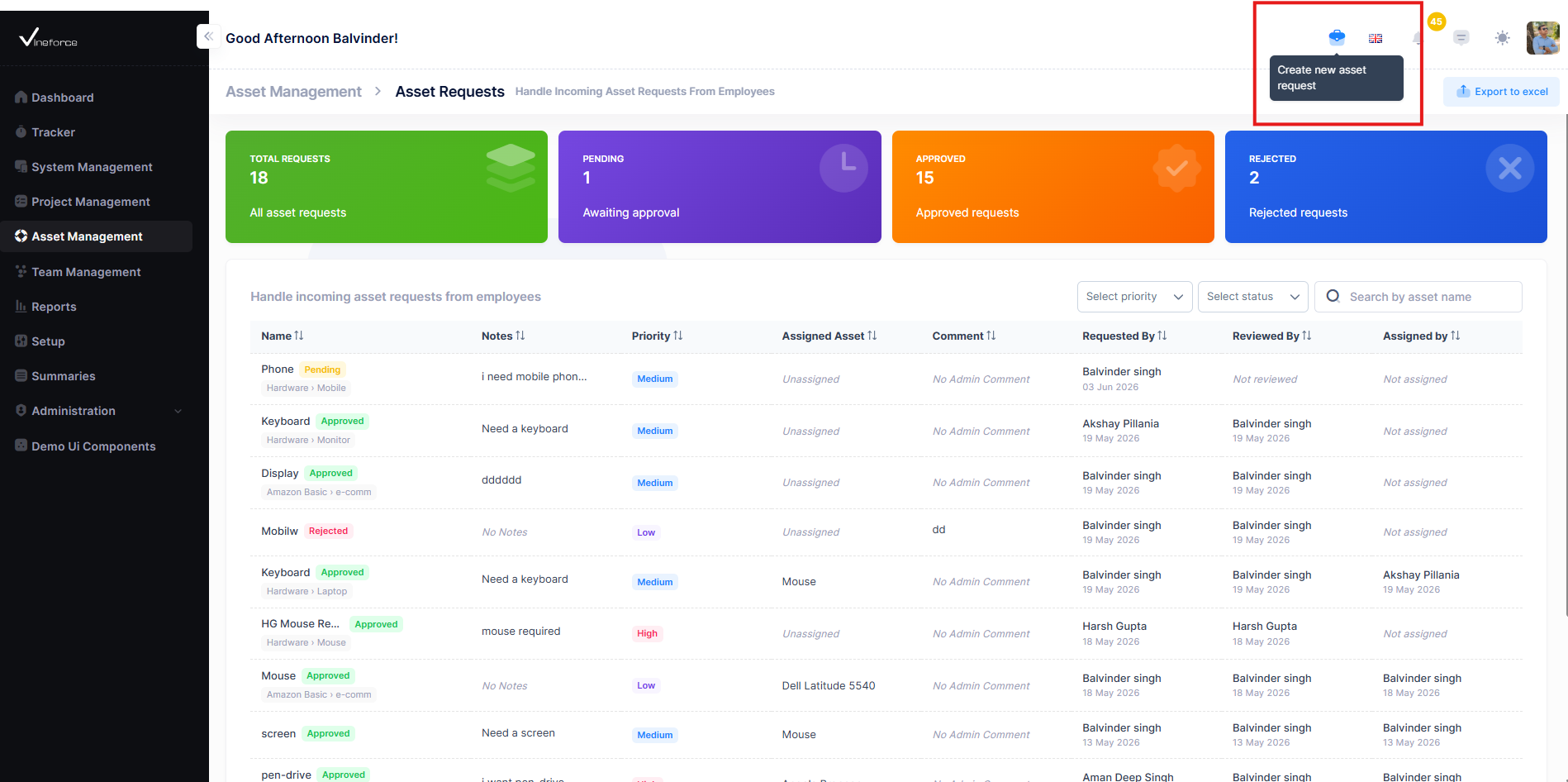 Create Asset Request