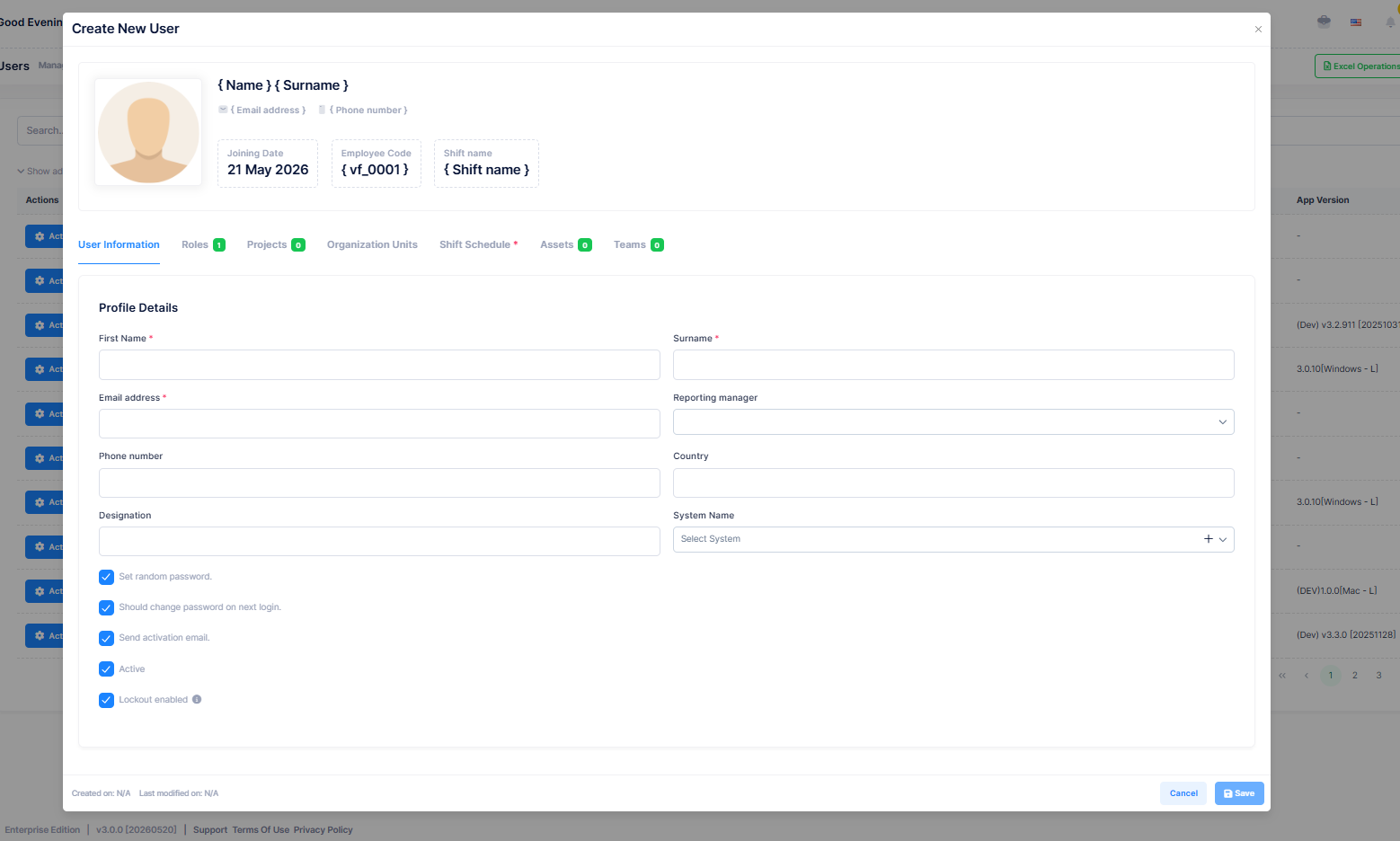 Create New User