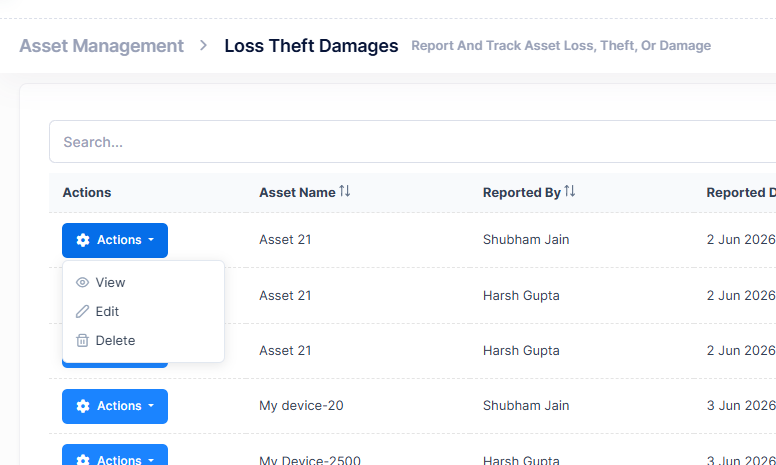 Loss Theft Damage Actions