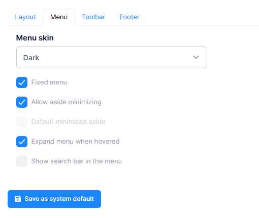 Menu Settings