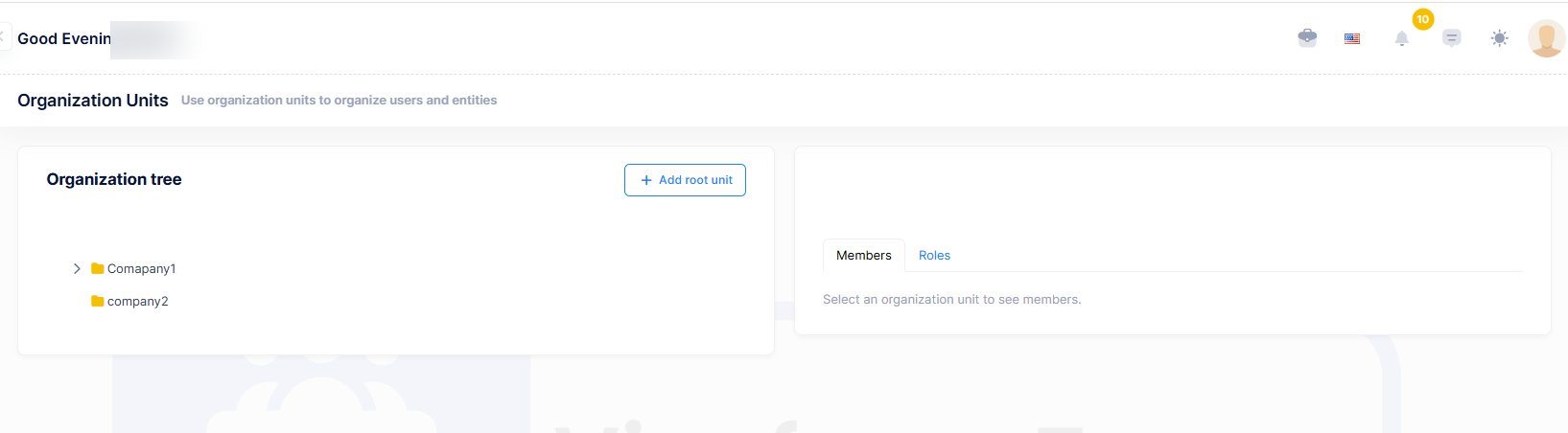 Organization Units Page