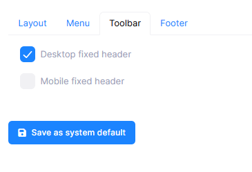 Toolbar Settings