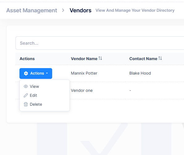 Vendor Actions