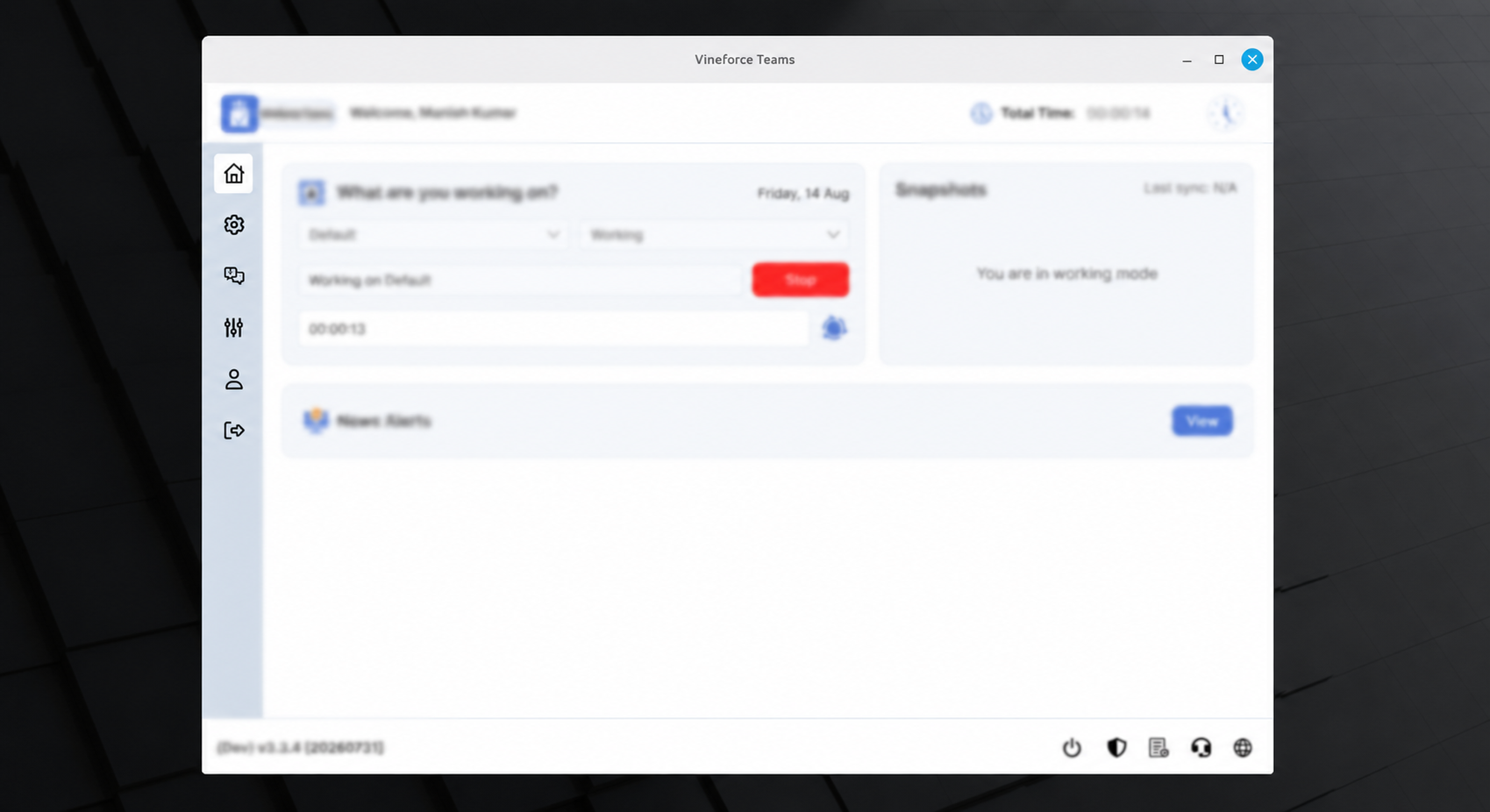 Vineforce Teams Application Dashboard