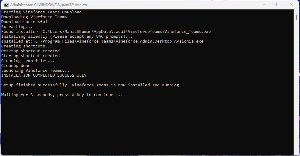 Installation Command Prompt