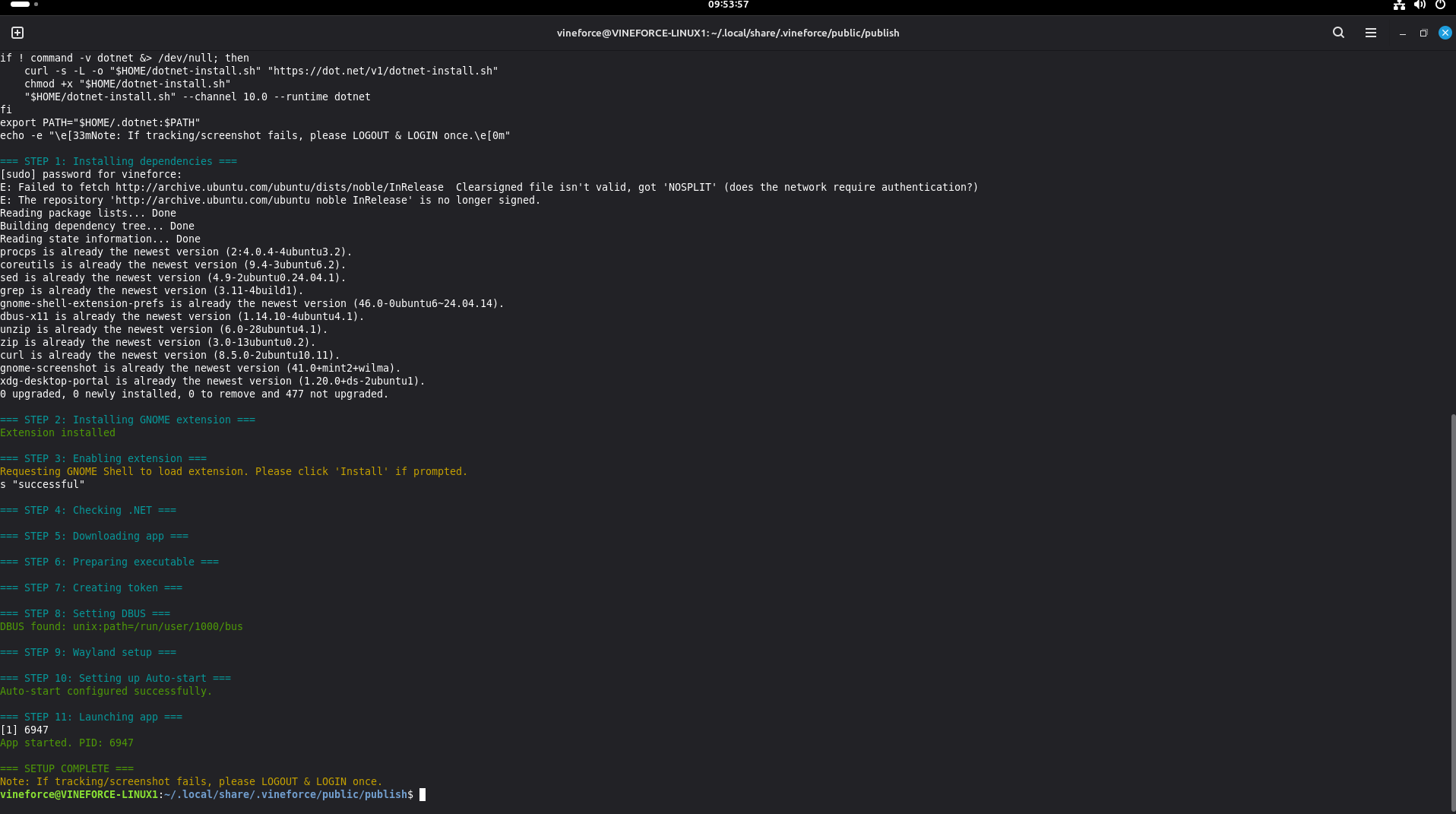 Installation Terminal Prompt