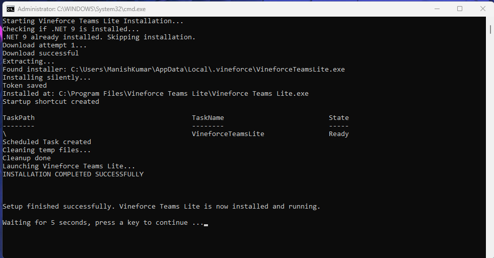 Installation Command Prompt