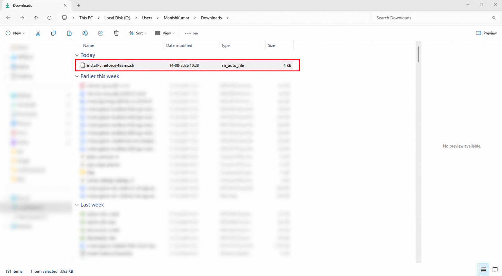 Locate and copy the .sh file script