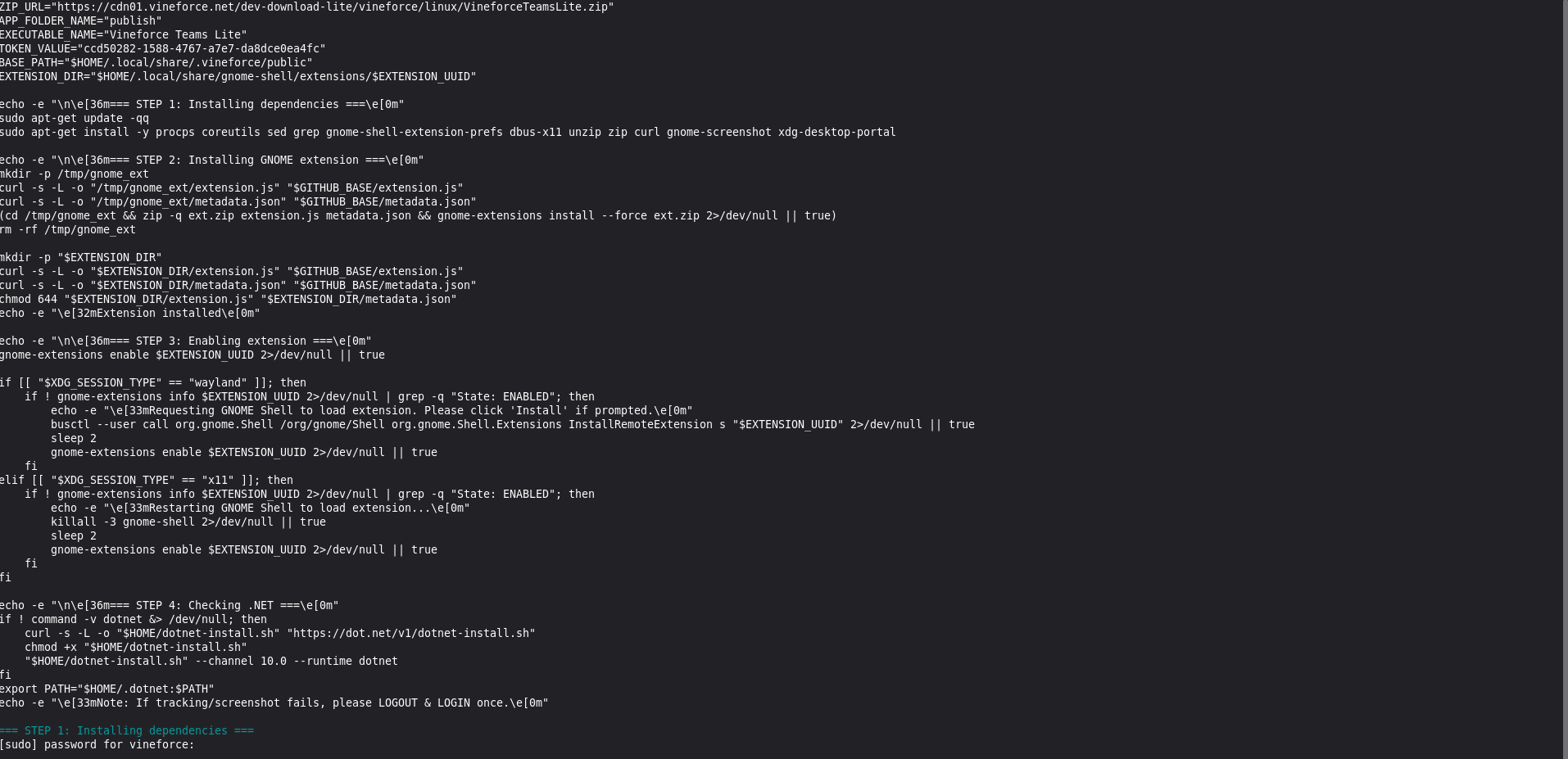Paste script into Terminal