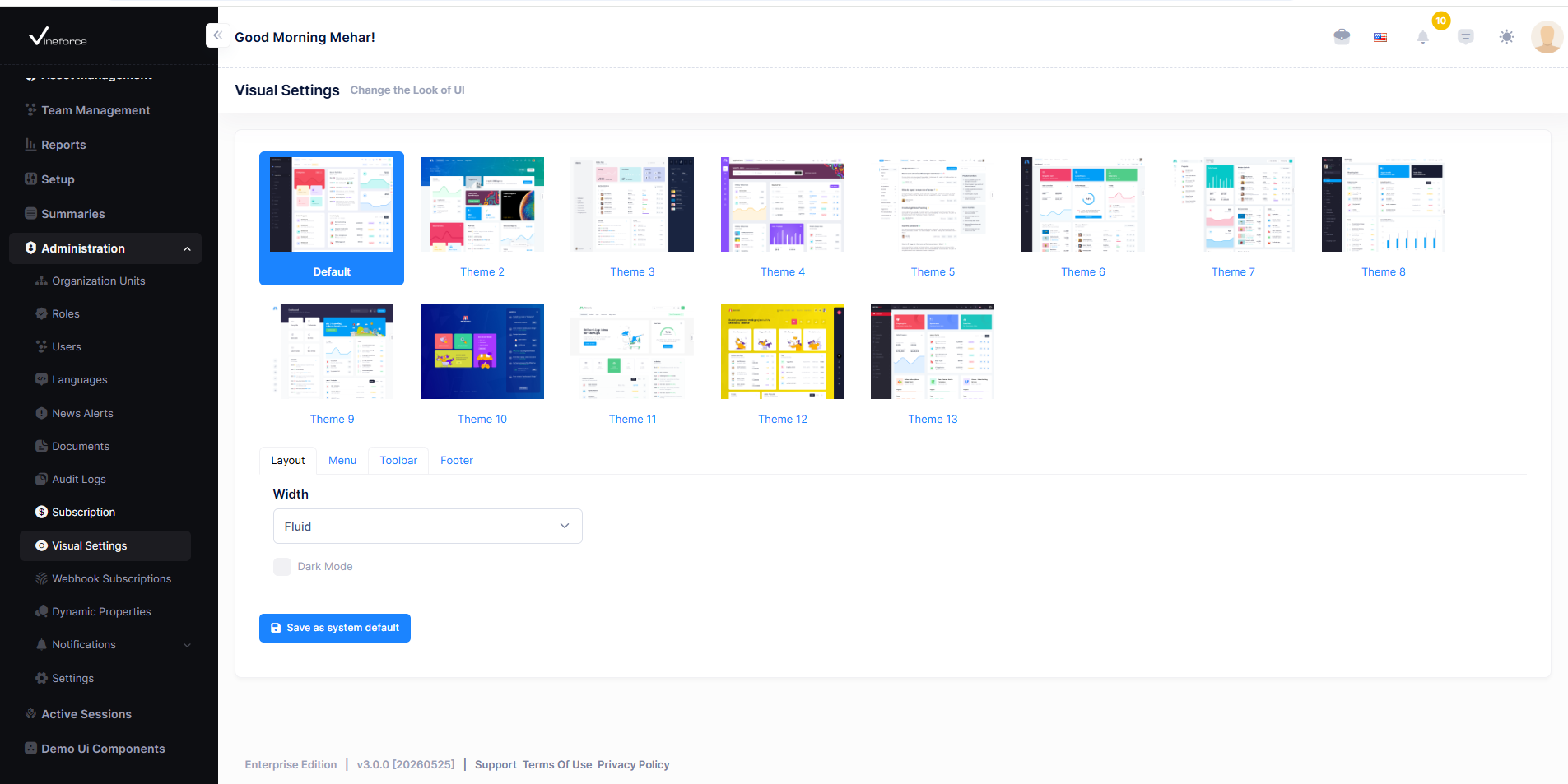 Visual Settings Themes